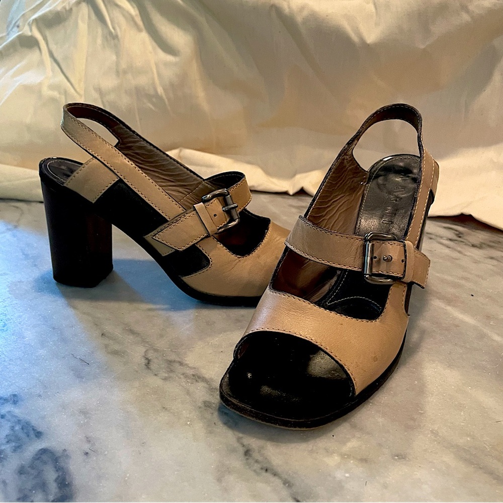 Marni Women's Tan and Grey Slingback Heels